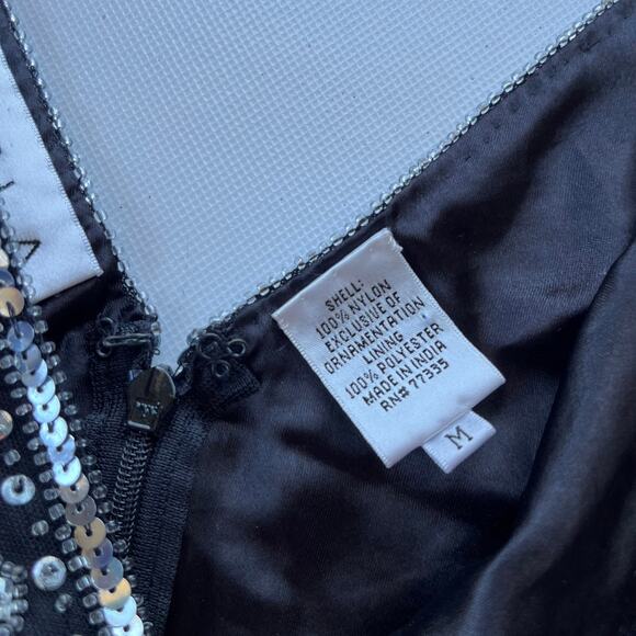 Vtg 90s Scala Beaded Tank Blouse Sz M Y2K Gatsby Art Deco Holiday Sequins Glam - Picture 15 of 16